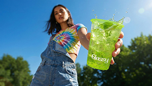 Glassy cup close-up