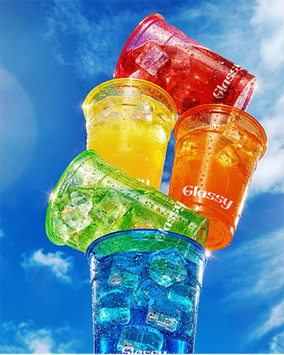 Colourful stack of cups