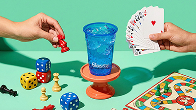 Blue cup on orange stand